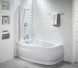 Jacuzzi Acrylic Baths and Panels -  Jacuzzi Pro Wbsproamo502 White Amory Right Hand No Tap Hole Shower Bath 1500x900mm