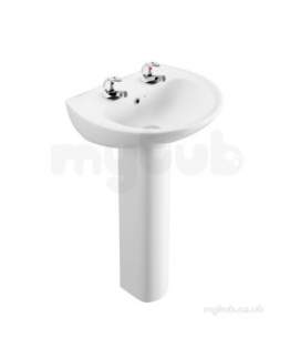 Lecico Sanitaryware -  Aswh50ba2 Atlas 500 Basin Two Tap Holes Wh
