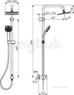 Ideal Standard Showers -  Ideal Standard Cube Dual Fixed Riser And Handset For Bivs A5834aa