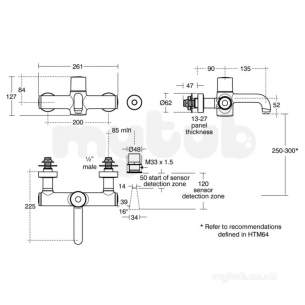 Armitage Shanks Commercial Brassware -  Armitage Shanks Markwik 21 Th Pm Timeflo Arm Bioguard Out A6062aa