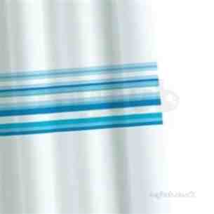 Croydex Shower Curtains and Rails -  Croydex Blue Bars Shower Curtain