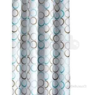 Croydex Shower Curtains and Rails -  Teal Rings Textile Shower Curtain Af583339