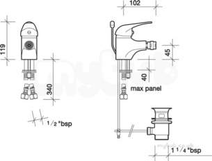 Twyfords Contemporary Brassware -  Aquations Low Flow Bidet Monobloc 5/2.5l Inc Pop Up Waste Aq5136cp