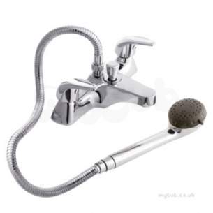 Twyfords Contemporary Brassware -  Aquations Low Flow Deck Mounted 2 Tap Bath Shower Mixer 6l Aq5265cp