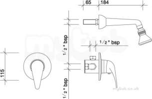 Twyfords Contemporary Brassware -  Aquations Premiere Wall Shower Aq5785cp