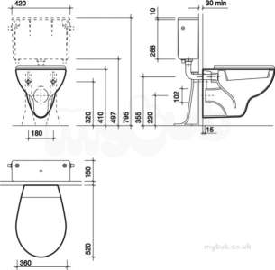 Twyford Mid Market Ware -  Alcona Wall Hung Toilet Ar1738wh