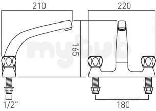 Vado Brassware -  Astra 2 Hole Deck Mountd Sink Mixer With