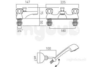 Vado Brassware -  Bath Shower Mixer Deck Mtd Plus Shower Kit