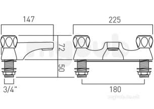 Vado Brassware -  Astra 2 Hole Deck Mounted Bath Filler C/w