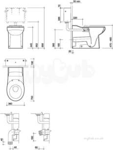 Twyfords Commercial Sanitaryware -  Avalon Rimless Back-to-wall Toilet Pan -700mm Projection Av1498wh