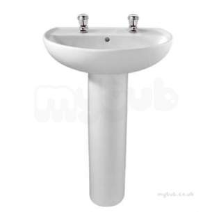 Twyford Mid Market Ware -  Alcona Washbasin 500x410 2 Tap Ar4112wh