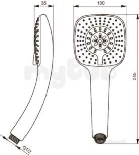 Ideal Standard Showers -  Ideal Standard Idealrain Cube M3 Handspray 3f 100mm B0003aa