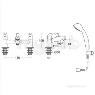Ideal Standard Brassware -  Ideal Standard Opus B0294aa Two Tap Holes Deck Bath/shower Mixer Cp