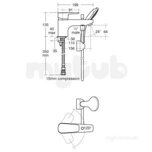 Ideal Standard Tempo Brassware -  Ideal Standard Tempo B0733 Mono Bath/shower Mixer And Kit Cp B0733aa
