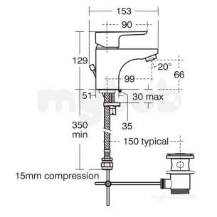Ideal Standard Tempo Brassware -  Ideal Standard Tempo B0763 Sl Basin Mixer And Puw Cp B0763aa