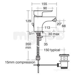 Ideal Standard Tempo Brassware -  Ideal Standard Tempo B0765 Sl Bidet Mixer And Puw Cp B0765aa