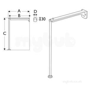 Armitage Shanks Commercial Sanitaryware -  Armitage Shanks S9268my 900mm Ss Leg And 405mm Bearer Po