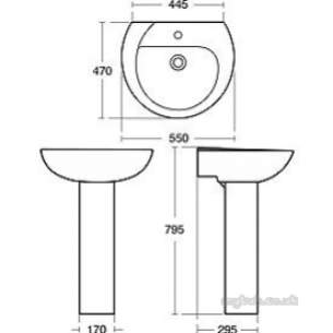 Ideal Standard Sottini Ware -  Ideal Standard Bodoni E307501 550mm One Tap Hole Basin White