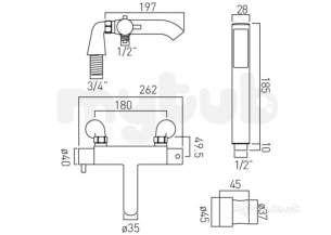 Vado Brassware -  Eastbrook Celsius Thermo Bsm Plus Hand Shower Kit