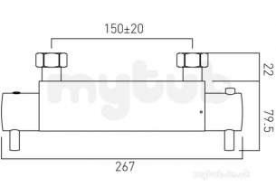 Vado Brassware -  Celsius W/mtd Exposd Thermo Shower Valve Cel-149-3/4-c/p