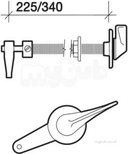 Twyfords Grips Levers and Wastes -  Extended Duct Lever For Up To 340mm Wall Depth Cf3017cp