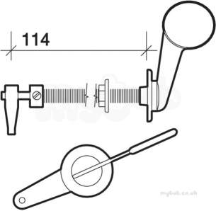 Twyfords Commercial Sanitaryware -  Extended Duct Spatula Lever For Up To 114mm Wall Depth Cf3109cp