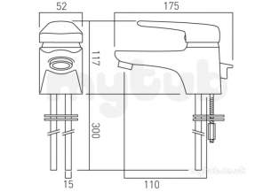 Vado Brassware -  Mono Basin Mixer Single Lever Deck Mtd Plus Che-100-c/p