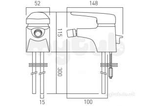 Vado Brassware -  Mono Bidet Mixer Single Lever Deck Mtd Plus Che-110-c/p