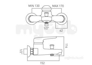 Vado Brassware -  Expd Bath/shower Mixer Single Lever W/mtd W/o Che-123-c/p
