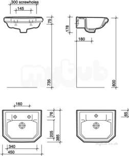 Twyfords Luxury -  Clarice 450x385 Handrinse Basin 1 Tap Cl4811wh