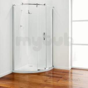 Coram Premier Frameless 8mm -  Coram 950mm Premier Frameless Sliding Crescent Door Chrome/clear