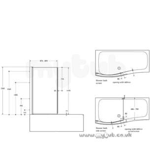 Ideal Standard Create Acrylic Baths -  Ideal Standard Create L9120 Shower Bath Screen