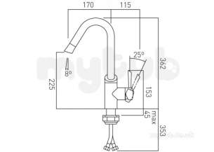 Vado Brassware -  Kori Mono Sink Mixer Single Lever Deck Mtd