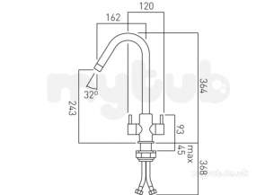 Vado Brassware -  Sky Mono Sink Mixer Deck Mounted With