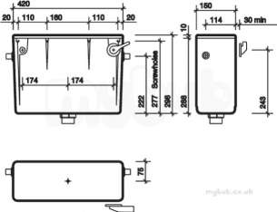 Twyfords Commercial Sanitaryware -  Concealed Cistern Dual Flush Incl Lever Ssio With Daiv 6/4l Cx9564xx