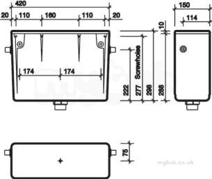 Twyfords Commercial Sanitaryware -  Concealed Cistern Single Flush Ssio With Daiv 4l Excl Push Button Cx9640xx