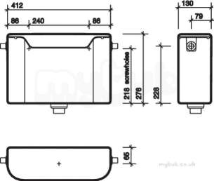 Twyfords Commercial Sanitaryware -  Concealed Cistern Dual Flush Ssio With Daiv 6/4l Excl Push Button Cx9664xx