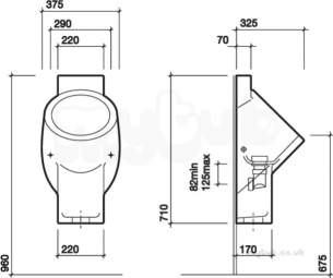 Twyfords Commercial Sanitaryware -  Centaurus Waterless Urinal 375x710x325 Including Fixings Vc7520wh