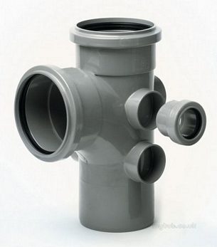 Center Soil Waste and Overflow -  Center Single Branch 110mm Grey 1 Pack