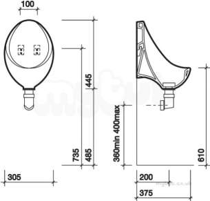 Twyfords Commercial Sanitaryware -  Clifton Waterless Urinal 305x445x375 Vc7502wh