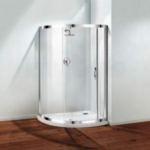Coram Waterguard Shower Trays -  Coratech 1200 Crescent Slimline Right Hand Wh