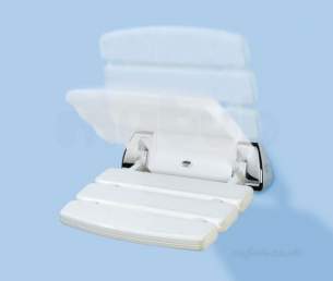 Mira Showers -  Mira 2.1536.128 White Wall Mount Folding Shower Seat 95.5 Kg Capacity 350mm Width