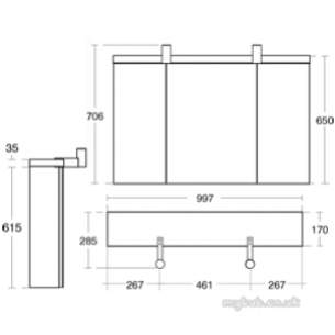 Ideal Standard Art and design Furniture -  Ideal Standard Daylight K2232 Mirror Cab 1000 Oak Wh K2232sv