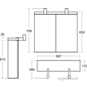 Ideal Standard Art and design Furniture -  Ideal Standard Daylight K2230 Mirror Cab 700mm Oak Wh