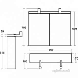 Ideal Standard Art and design Furniture -  Ideal Standard Daylight K2231 Mirror Cab 800mm Grey Oak K2231eg