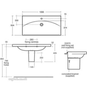 Ideal Standard Art and design Furniture -  Ideal Standard Daylight K0728 Basin 1000mm White K072801