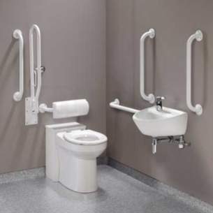 Twyfords Commercial Sanitaryware -  Doc.m Rimless Btw Pack Left Hand White Grab Rails And Seat Pk8247wh