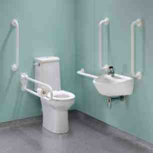 Twyfords Commercial Sanitaryware -  Doc.m Rimless Super Pack Left Hand White Grab Rails And Seat Pk8246wh