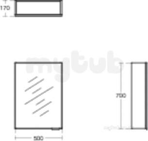 Ideal Standard Concept Furniture -  Ideal Standard Concept Space Mrr Cab 500 Alum Ef 1 Door E0331kp