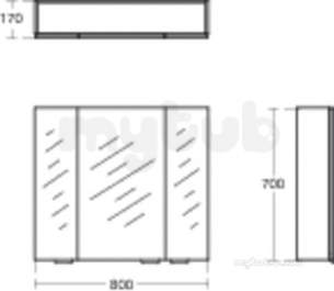 Ideal Standard Concept Furniture -  Ideal Standard Concept Space Mrr Cab 800 Alum Ef 3 Door E0334kp